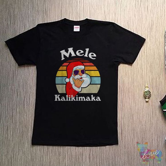 Mele Kalikimaka Retro Christmas Santa Shaka Hawaii - Picture 1 of 1